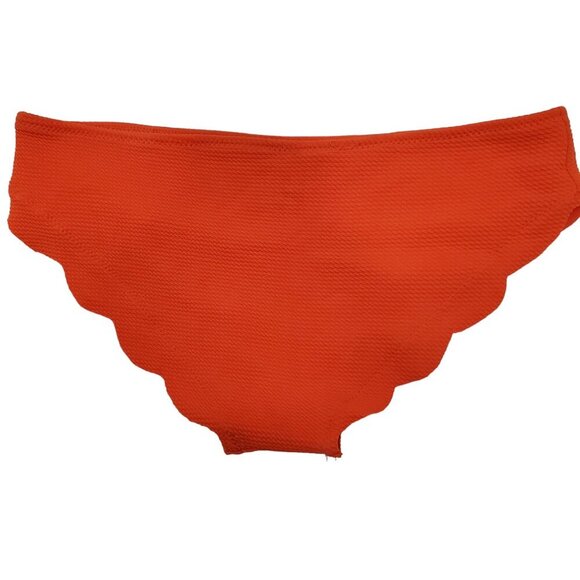 Unbranded Women's Bright Orange Knit Feel Scalloped Swim Bikini Bottoms Size L - Picture 5 of 5